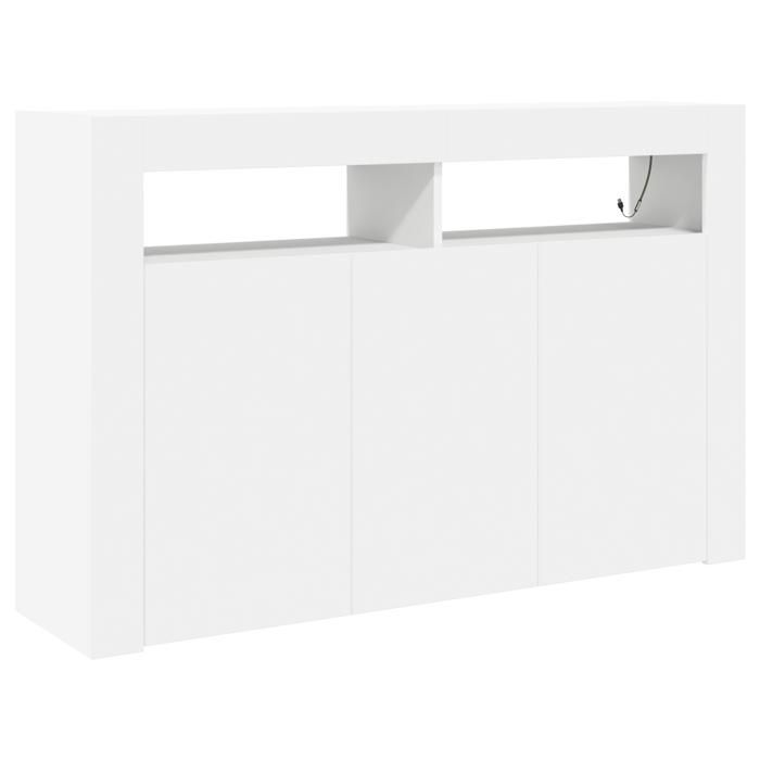Modern dressoir - vidaXL - LED-verlichting - 3 deuren - 8 vakken - Wit hout