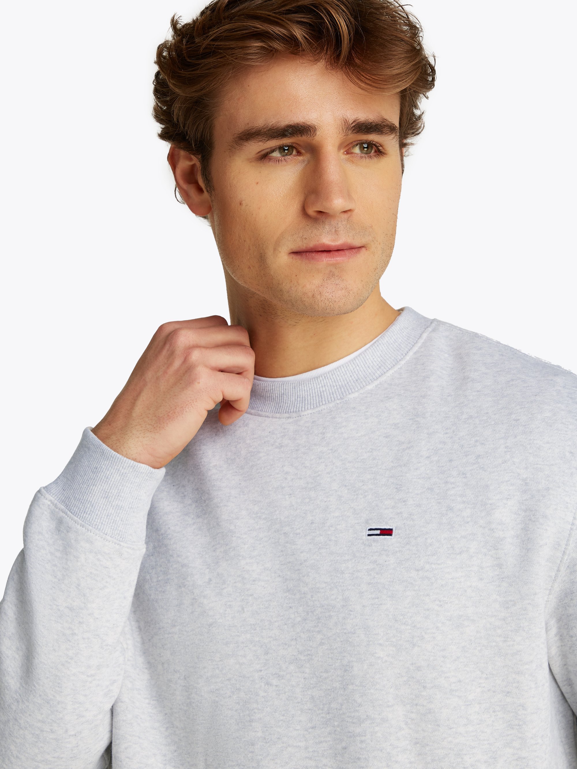 Sweat-shirt Tommy Jeans FLAG CREW - gris argenté