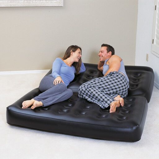 Bestway 5-i-1 oppustelig sofa sort 75054