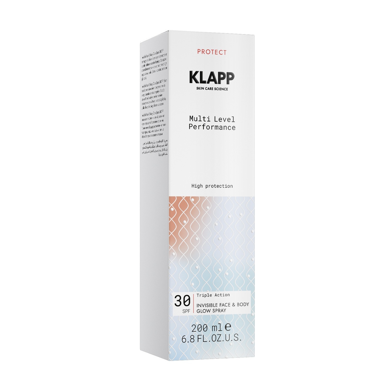 Klapp Sun Spray Multi Level Performance trojno delovanje nevidni sprej za sončenje za obraz in telo z učinkom sijaja SPF 30 - 30 ml