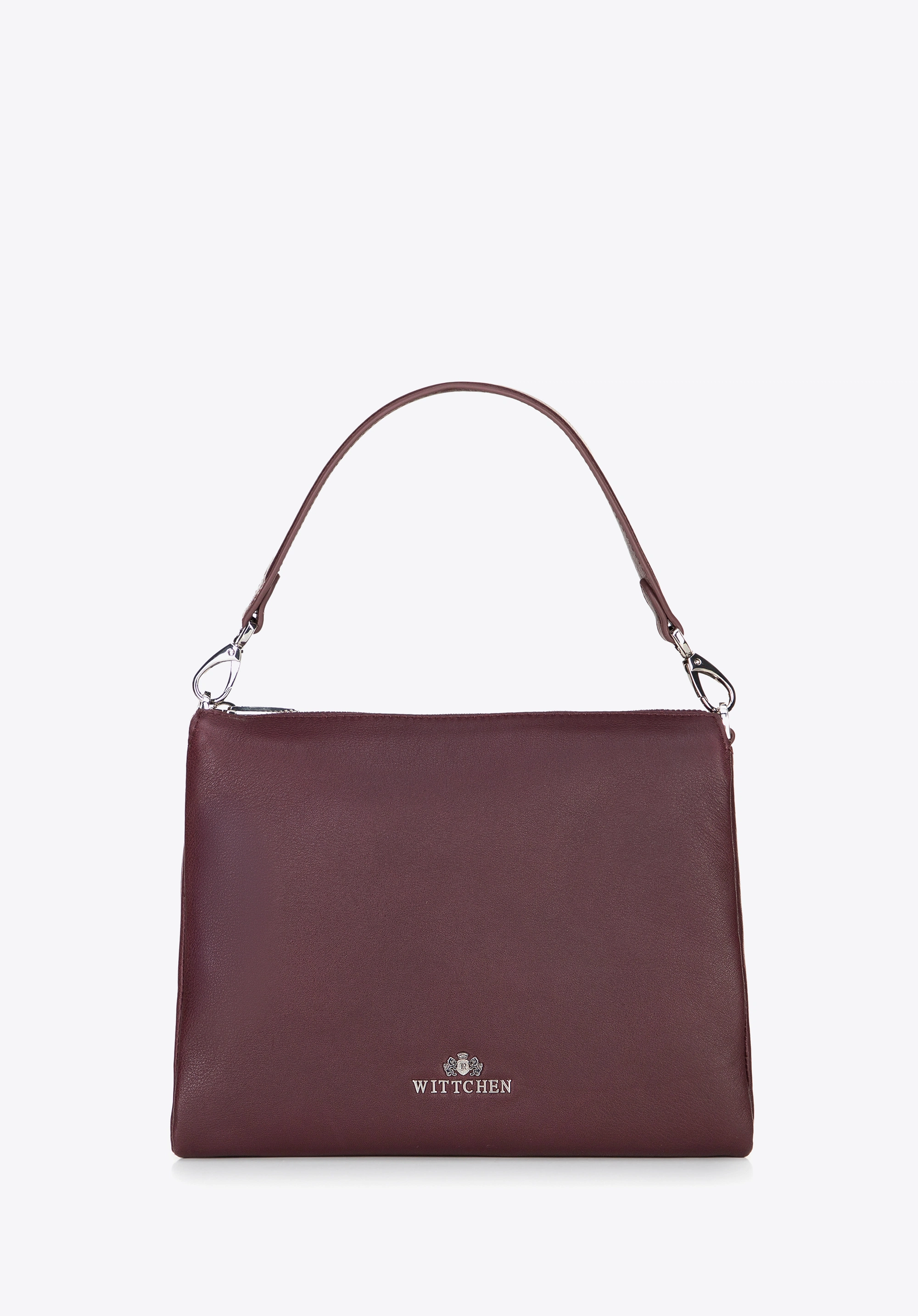 Damska crossbody trójkomorowa ze skóry bordowa