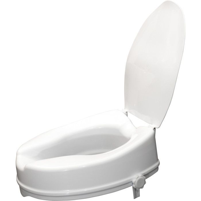 Asiento de inodoro elevado de plástico blanco Senator con tapa - Altura 10 cm