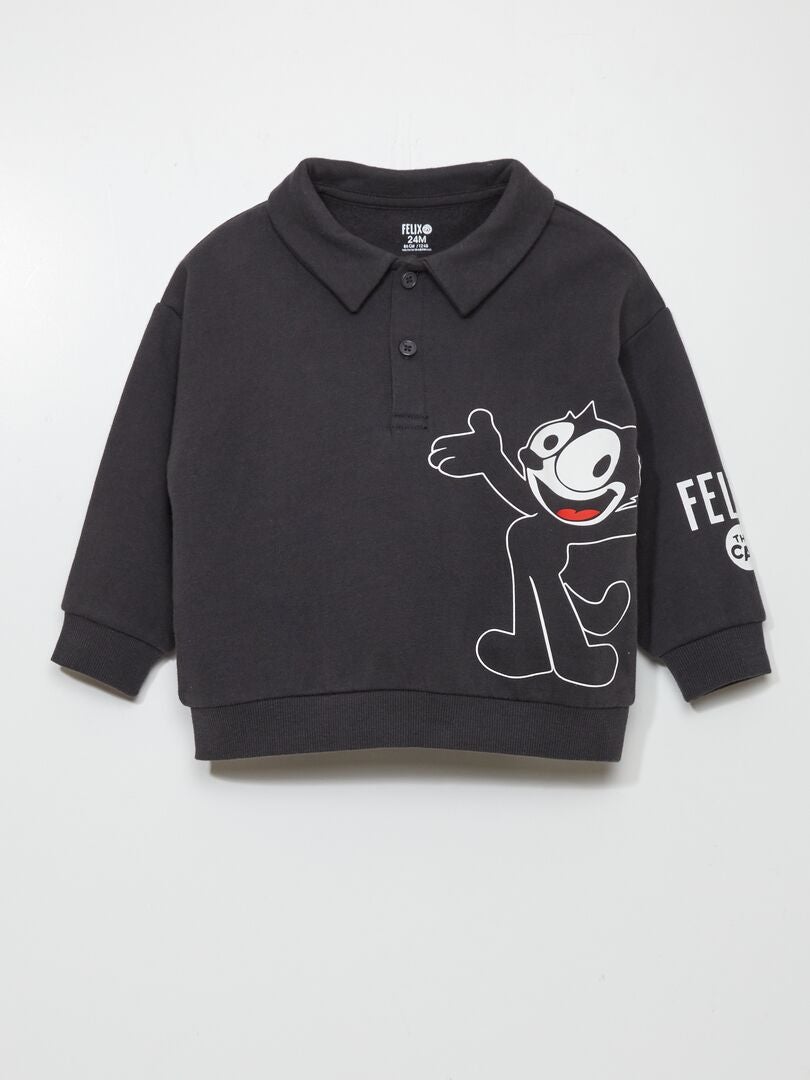 Bedrukte sweater - ZWART
