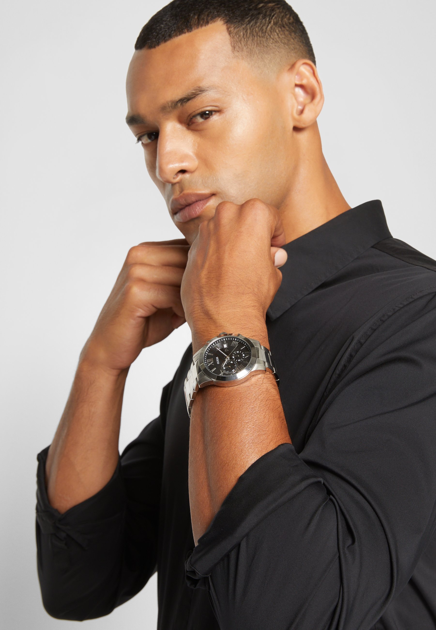 Guess ATLAS - Ceas cronograf - argintiu/negru