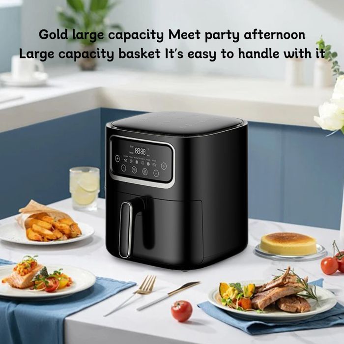 10-Liter-Heißluftfritteuse – 1400 W – Touchscreen – 9 Programme – Isolierung – Gleichmäßiges Garen – Schwarz