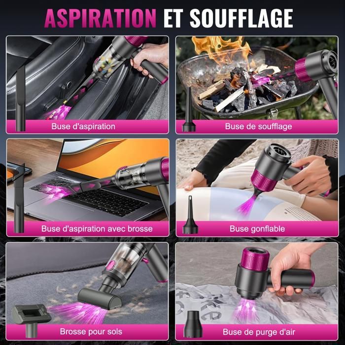 BRILLSTEN Cordless Handheld Vacuum Cleaner 6500 Pa, 0.2 L, 3 Speeds, 5 Accessories