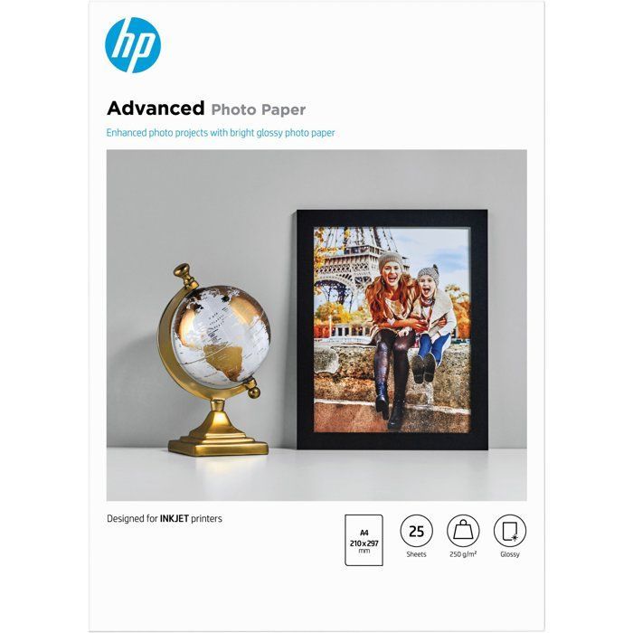 Papel fotográfico brilhante HP Advanced - 25 folhas/A4/210 x 297 mm (Q5456A)