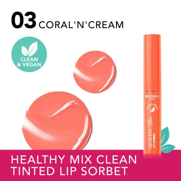 Tónovací balzám na rty Bourjois Healthy Mix Lip Sorbet, odstín 03 Coral'n'Cream