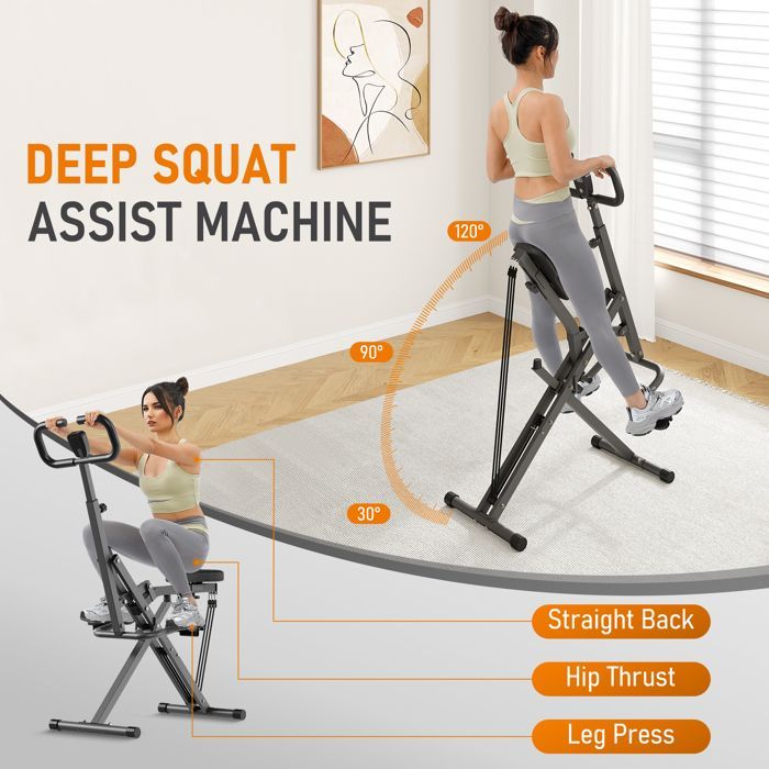 Banco de pesas DRIPEX, máquina de sentadillas, entrenador de asistencia para sentadillas para glúteos y piernas, equipo de fitness, gris