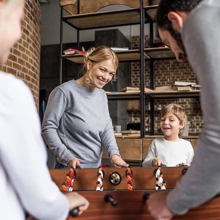 GOPLUS Table Multi-jeux, Table de Jeu Combinée 4en1 avec Accessoires, Plateaux Empilables de Billard, Air Hockey, pour Salle de
