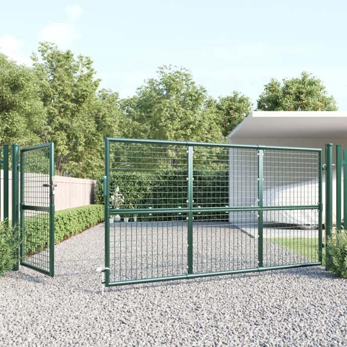 vidaXL Garden Mesh Gate, Patio Gate, Security Barrier, Outdoor Terrace Gate, Green 350x175 cm 154534