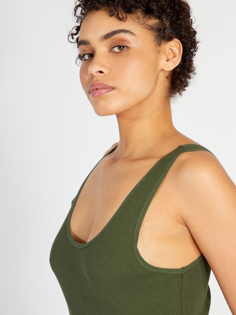 Geribbelde gebreide tanktop - GROEN