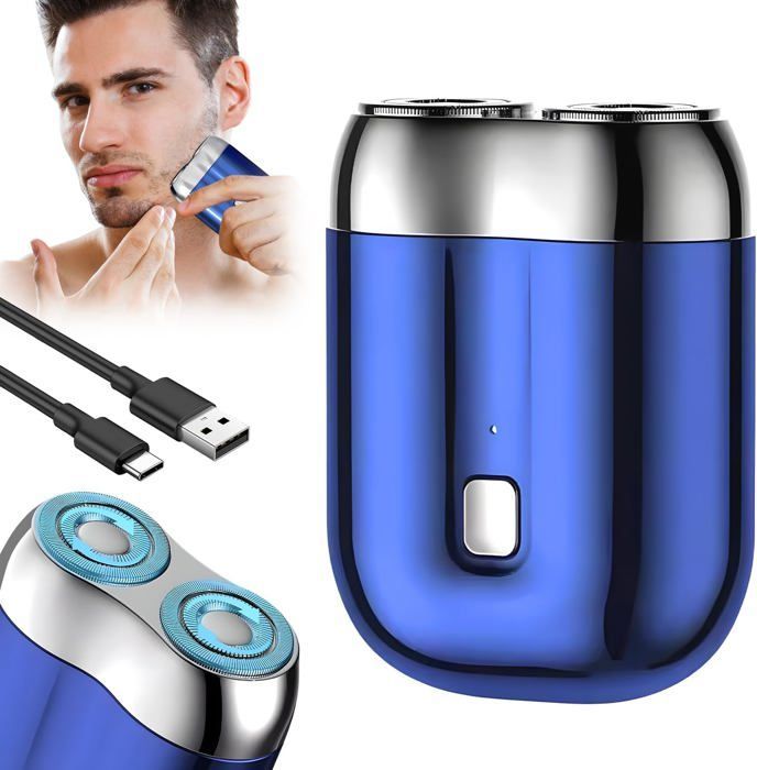 Mini Dual Head Electric Razor, Rasoir Electrique Portable Pour Homme, Usb Réchargeable Sans Fil Etanche, Tondeuse De Barbe De Po