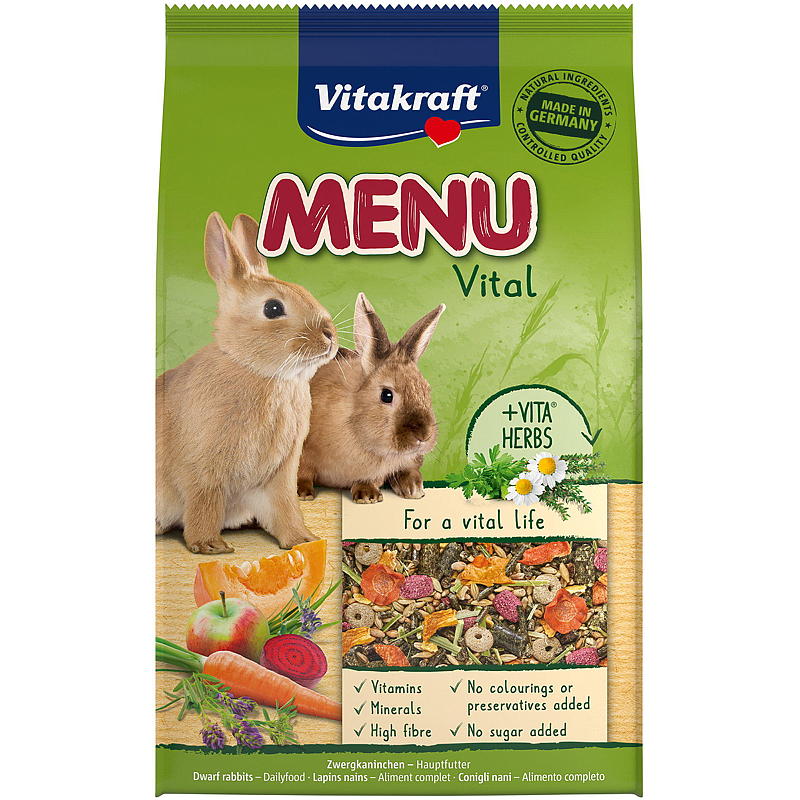 Vitakraft Dvärgkaninfoder 3 kg, Menu Vital