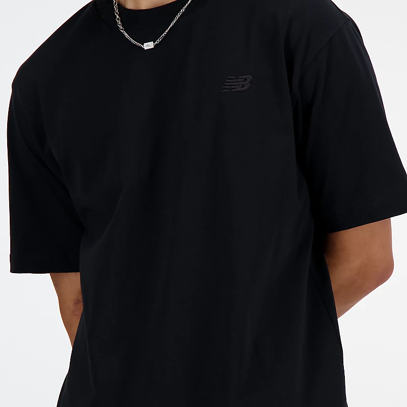 Heren katoenen sportshirt - ZWART