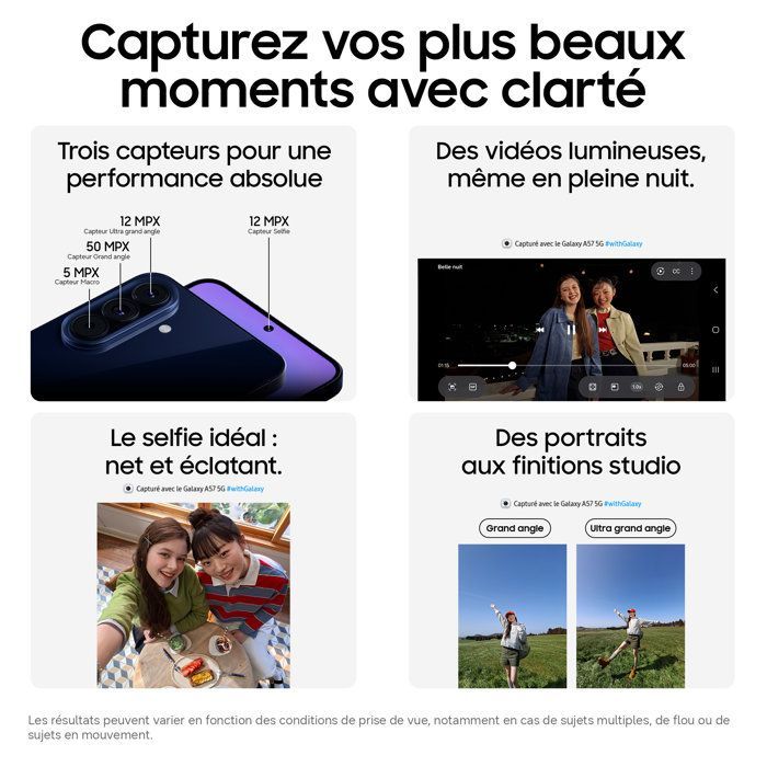 SAMSUNG Galaxy A57 5G AI Smartphone 256 Go Bleu - Version française