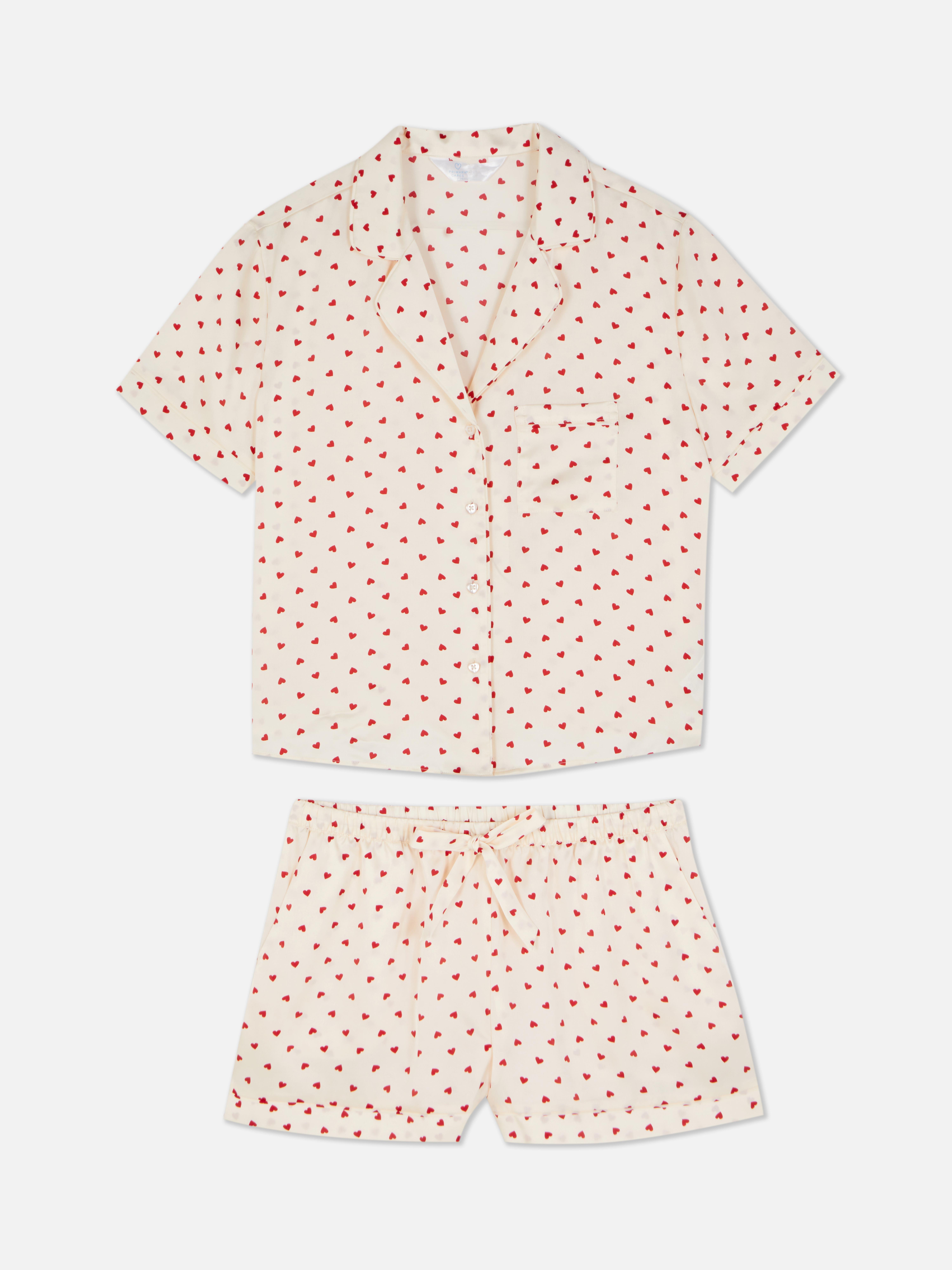 Satin pajamas with shirt and shorts Classic satin pajama shirt with short sleeves and matching shorts