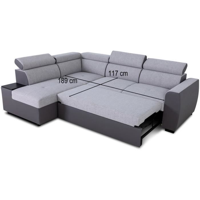 Omkeerbare hoekbank - 4/5 zitplaatsen - KELIO - Antraciet/grijze stof - 3 stoelen - 245 x 184 x 77/87 cm