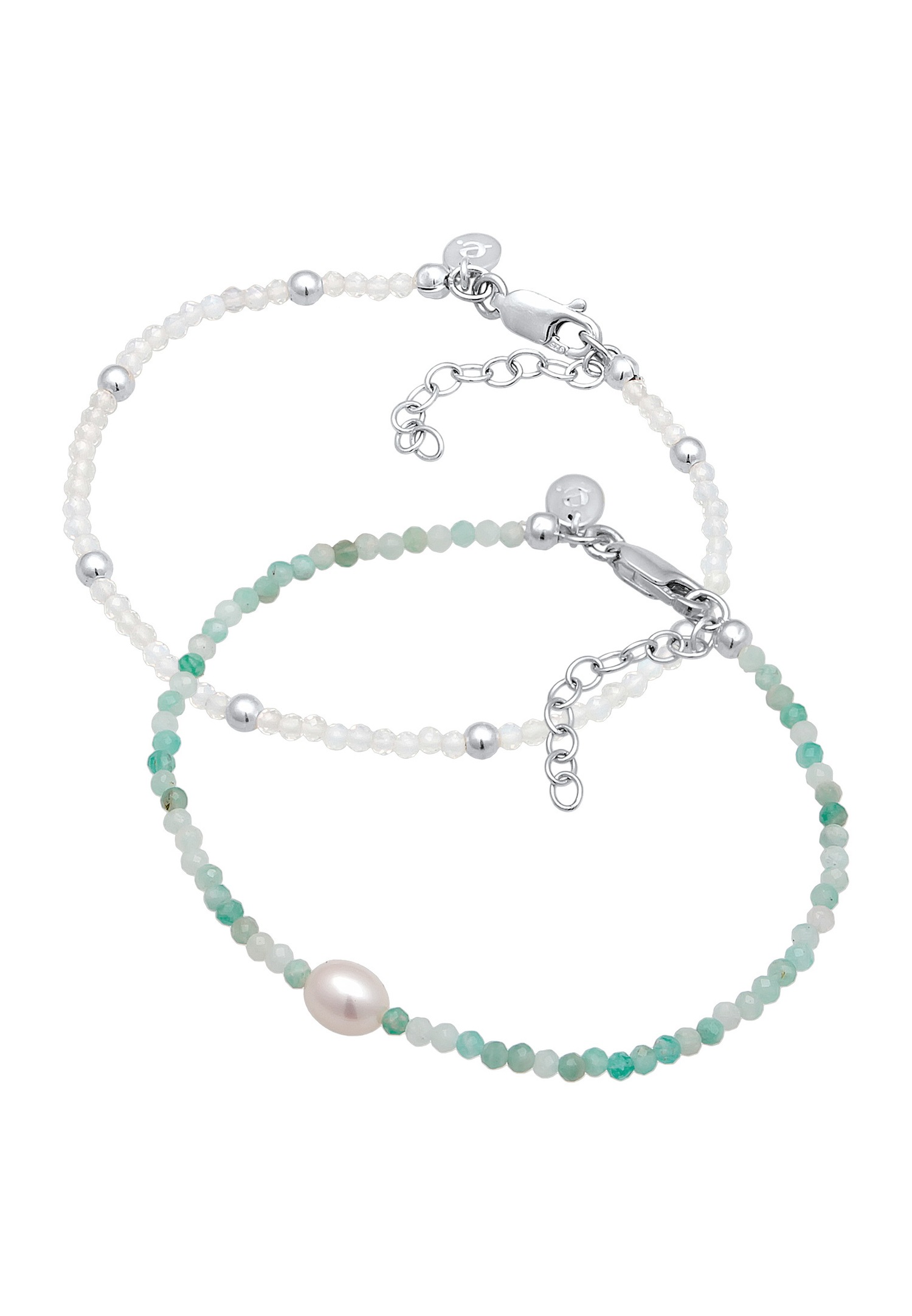 Elli PREMIUM Elli PREMIUM Bracelet Femmes set perles avec pierre de lune et perle d'eau douce de culture en argent sterling 925