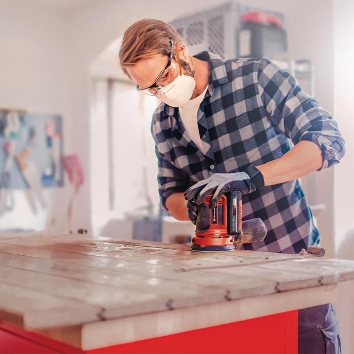 Einhell Ponceuse excentrique sans fil TE-RS 18 Li - Solo PXC (18V, avec 1 abrasif) Livré sans Batterie ni Chargeur
