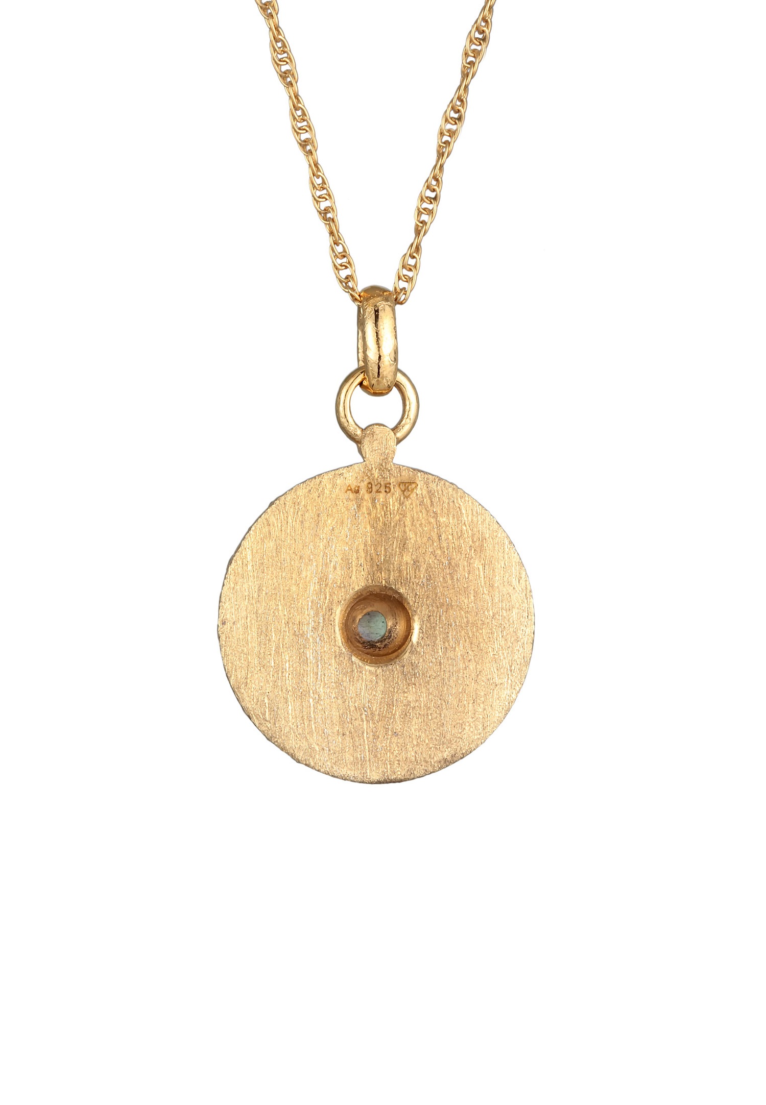 Elli PREMIUM Elli PREMIUM Collier Femmes pendentif monnaie soleil avec labradorite en argent sterling 925 plaqué or