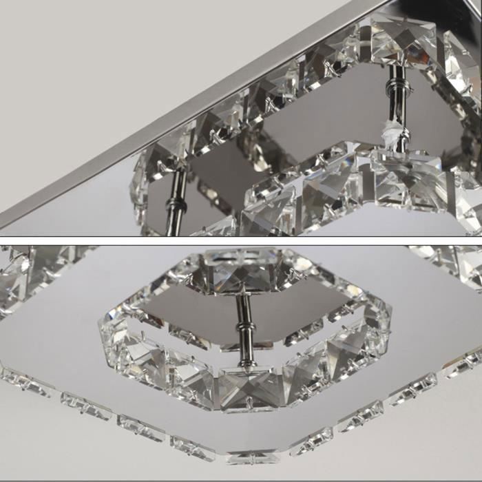 Plafonnier LED Cristal en Acier Inoxydable - WOTTES - Moderne 36W pour salon, couloir, chambre à coucher