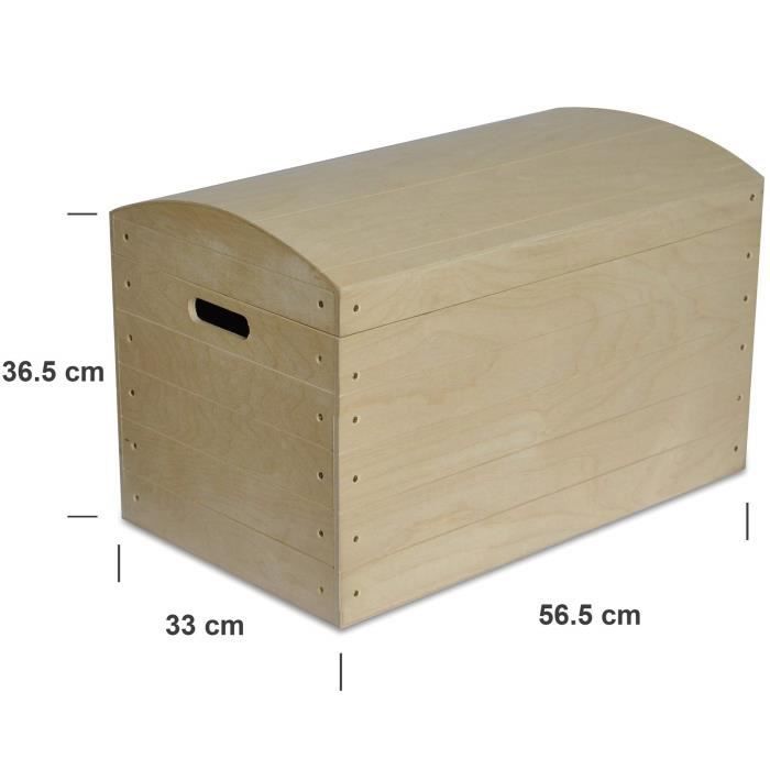 Toy Chest - Creative Deco - Toy Trunk - Wood - Unpainted - 56.5 x 33 x 36.5 cm
