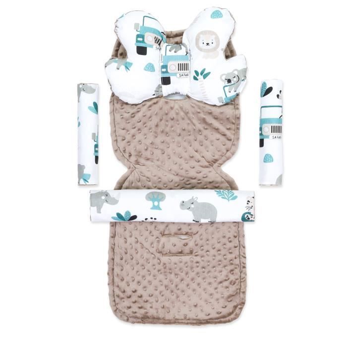 Funda para asiento de cochecito - juego de funda para cochecito infantil con protector de arnés 75 x 35 cm África