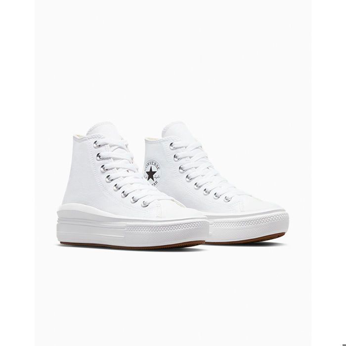 Zapatillas Converse Chuck Taylor All Star Move Hi, blancas, unisex.