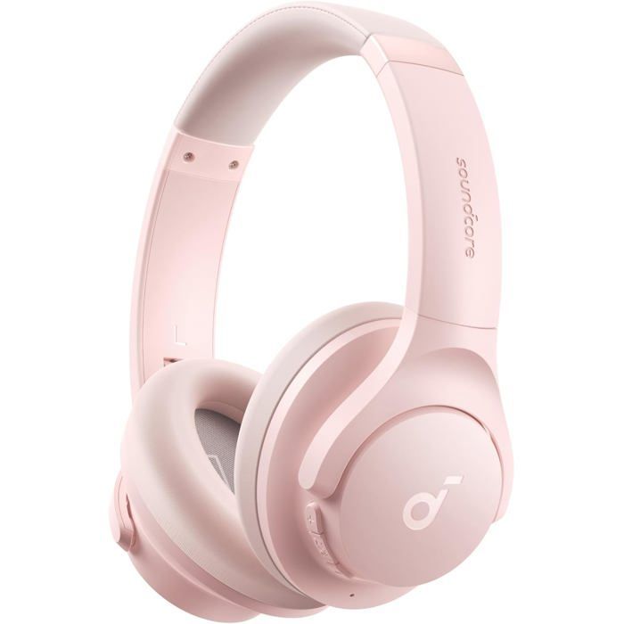 Q20I Casque Bluetooth Sans Fil Reducteur De Bruit Hybride Active By Anker, Casque Over Ear,Basses Profondes,Personnalisation Rose