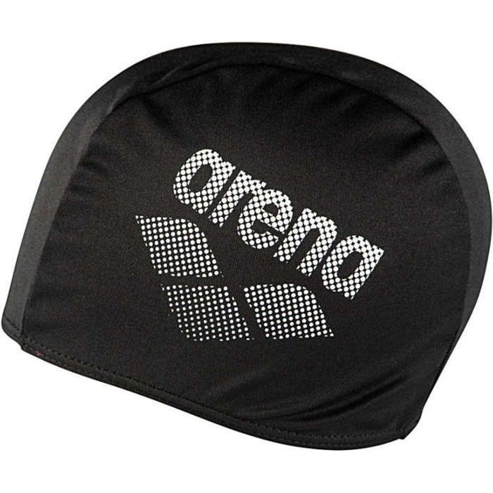 Schwarze Badekappe aus Polyester – Arena UNI Black – Schützt das Haar vor Chlor – Siebgedrucktes Logo