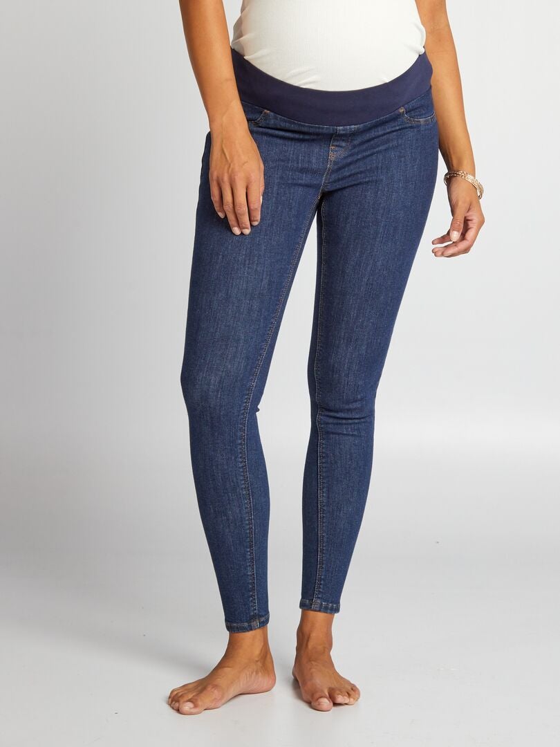 Calça jeans skinny de maternidade com elastano - AZUL