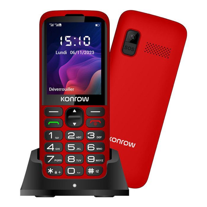 Mobiltelefon – KONROW – Senior 280 Next 4G – 2,8 Zoll – Dual-SIM – Ladestation