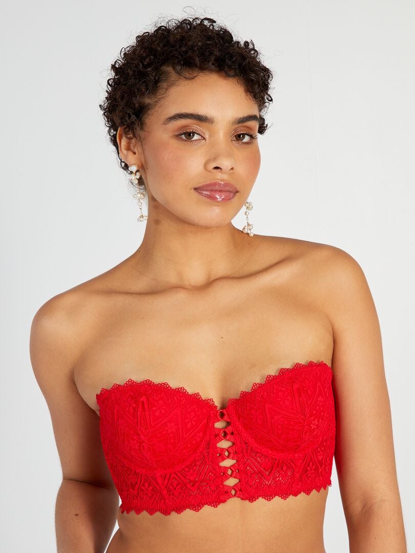Sutiã bustiê de renda - vermelho