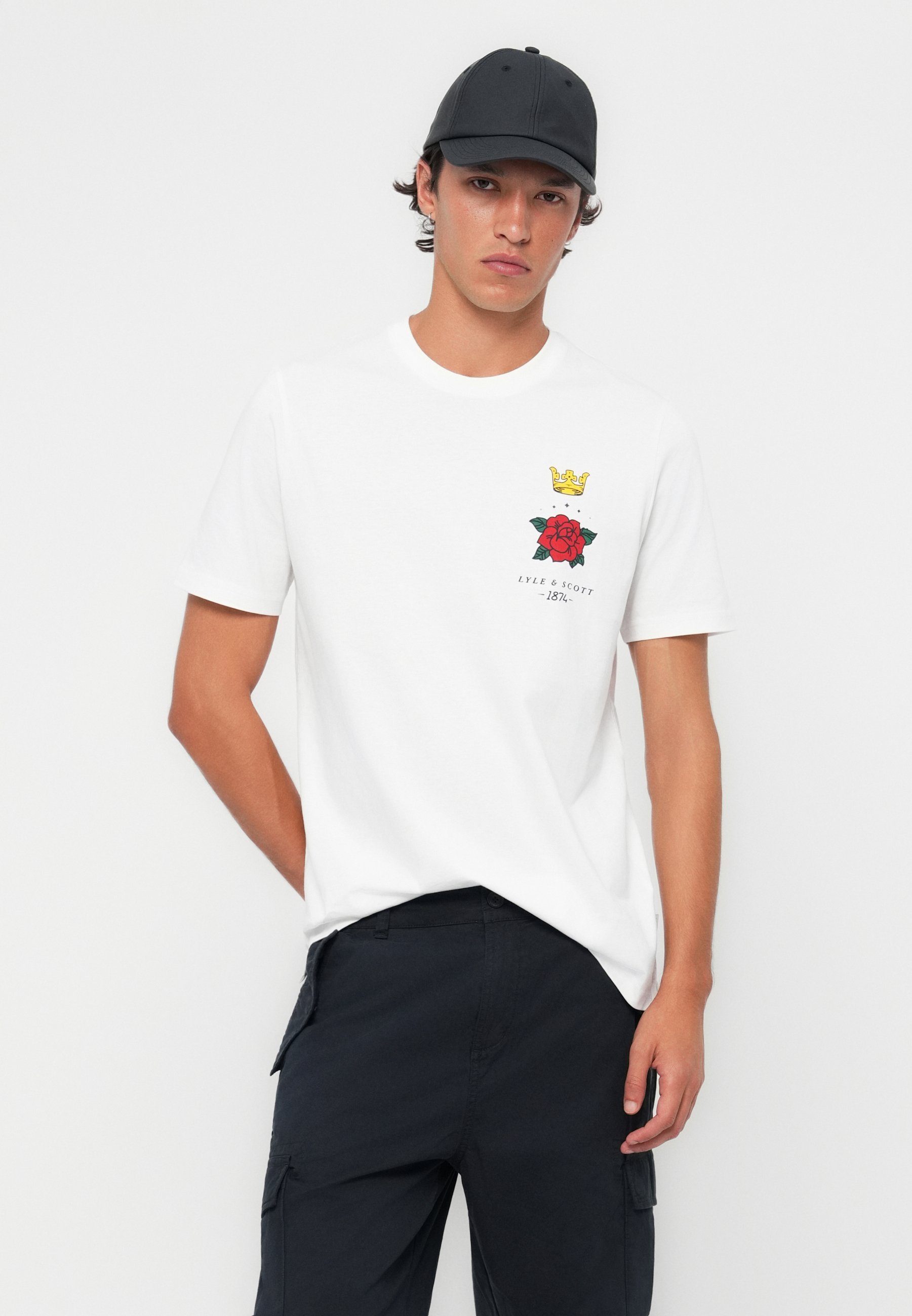 Lyle & Scott ROSE AND CROWN GRAPHIC - T-shirt met print - wit