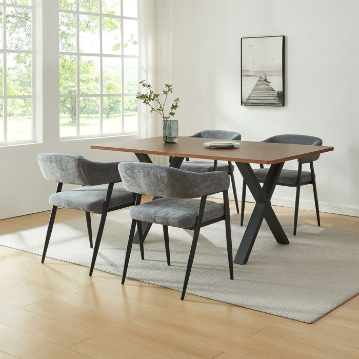 Set de 2 scaune de sufragerie Kohlmand, 77 x 59 x 55 cm, gri închis