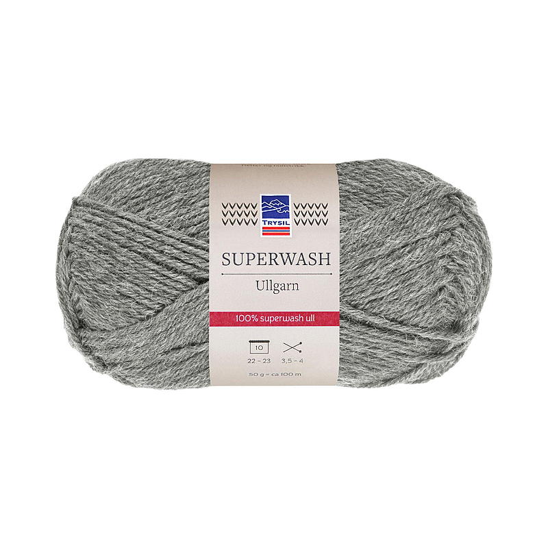 Trysil Superwash uldgarn 100% ren ny uld, grå