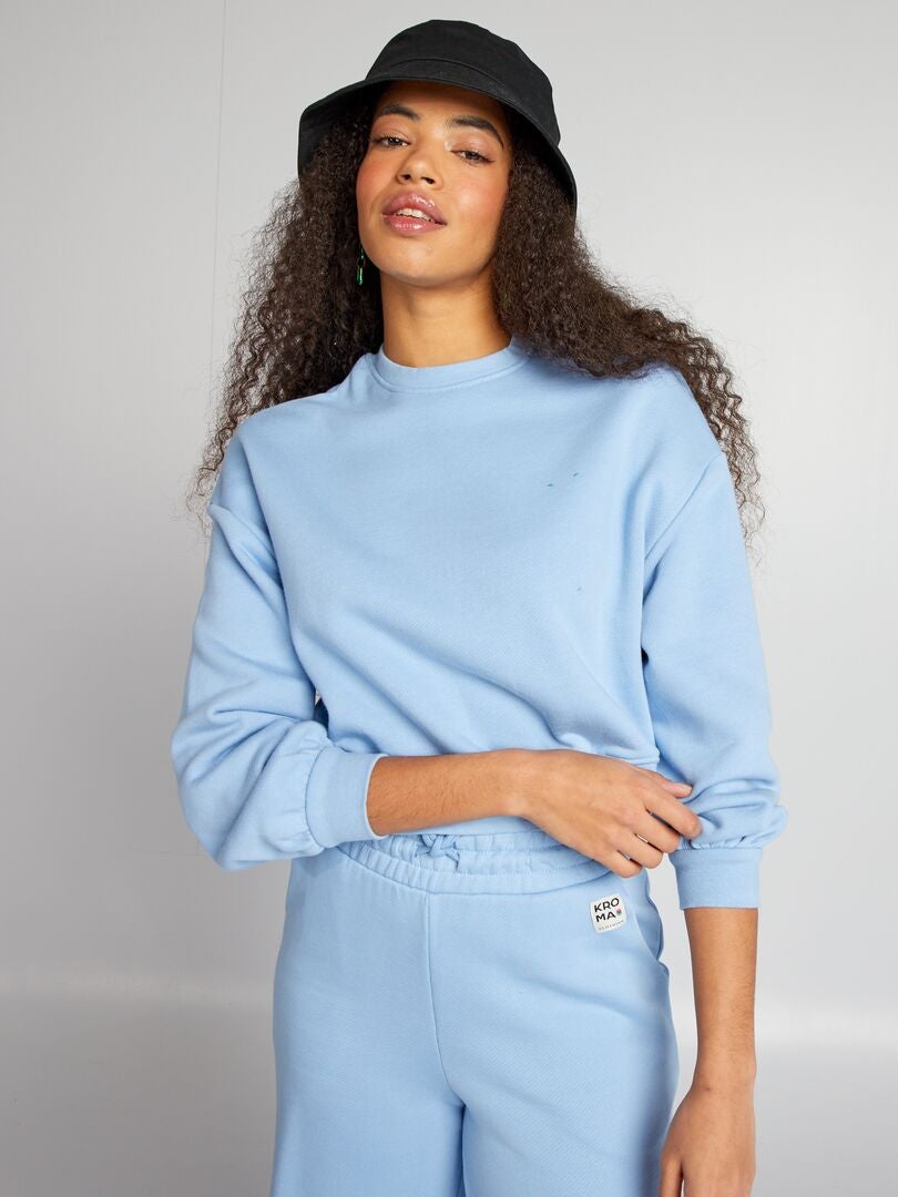 Sweatshirt met ronde hals - BLAUW