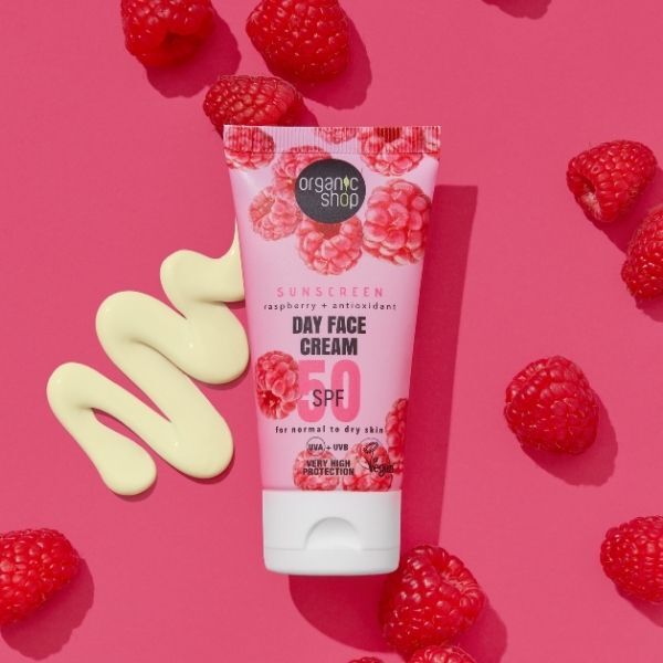 Crema facial de día con protector solar SPF50 para piel normal de Organic Shop, 50 ml