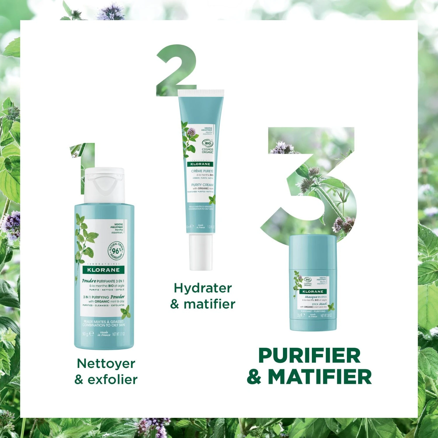 Klorane Masque en stick à la Menthe aquatique BIO
