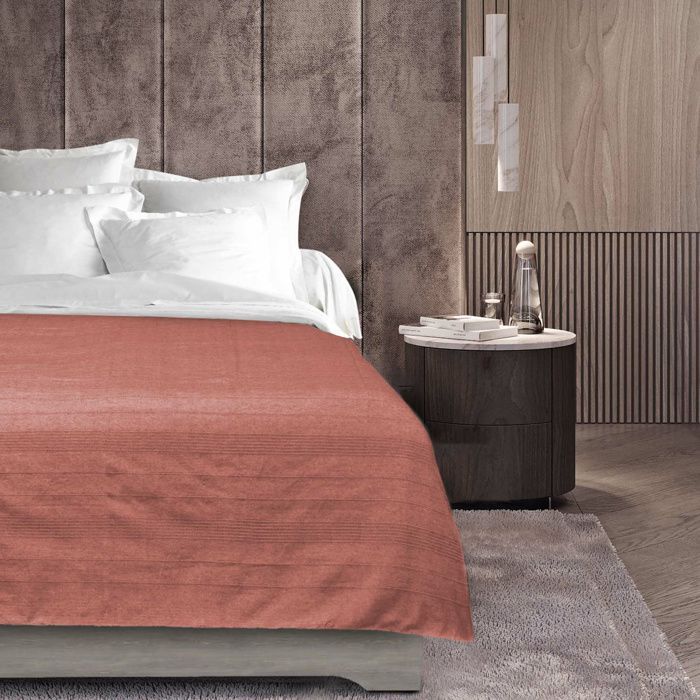 Plaid arrotolabile 220 x 240 cm – Lucile Old Rose in policotone con chiusura a bottoni
