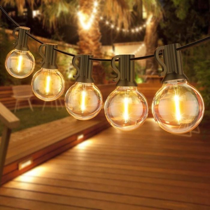 Guirnalda de luces exteriores AIMOONSA - G40 10+1 3 m - Blanco cálido - Resistente al agua - Globo