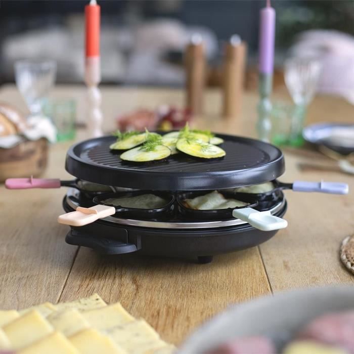 Raclette grill for 6 people - LIVOO - DOC207P - 800W - 6 people - Removable grill door - 6 spatulas and 6 raclette pans