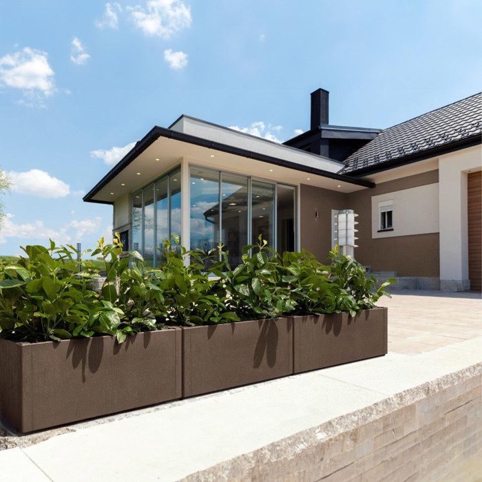 CASARIA 4x Maceta Ethica Marrón 80x36x36cm 80L Resistente Base con Drenaje Maceta Jardín Balcón
