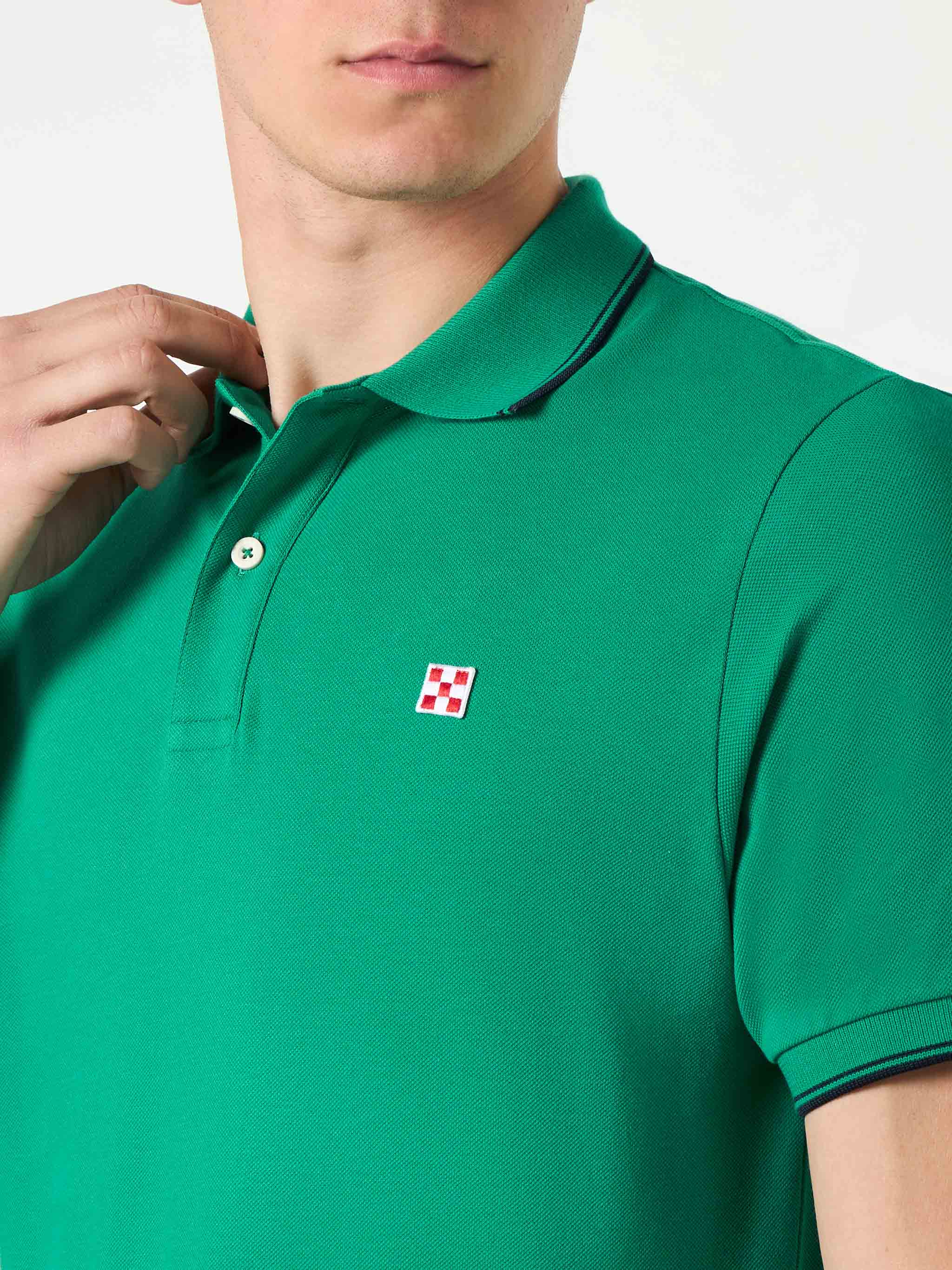 Groene piqué poloshirt met St. Barth-logo