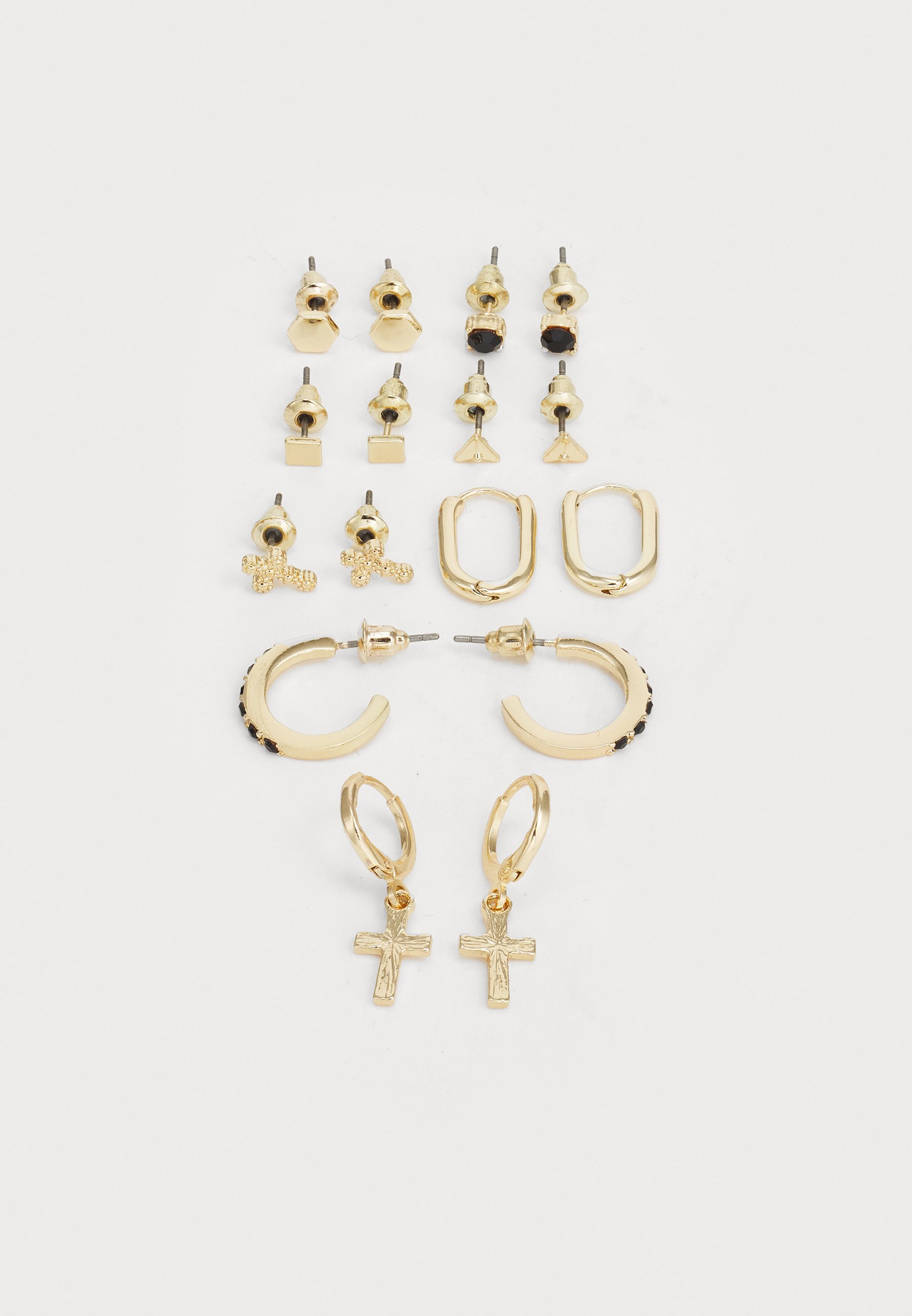 Pier One UNISEX 8-delige set - Oorbellen - goudkleurig
