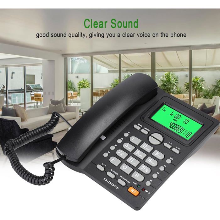 Teléfono fijo con contestador automático - FEBEST - Reducción de ruido - Identificador de llamadas - Marcación rápida