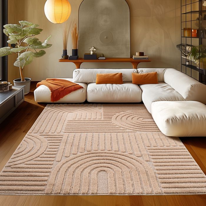 Teppium Pink Curly Pile Rug for Living Room and Bedroom, 60 x 110 cm, Bohemian Scandinavian Style, Decorative Rug