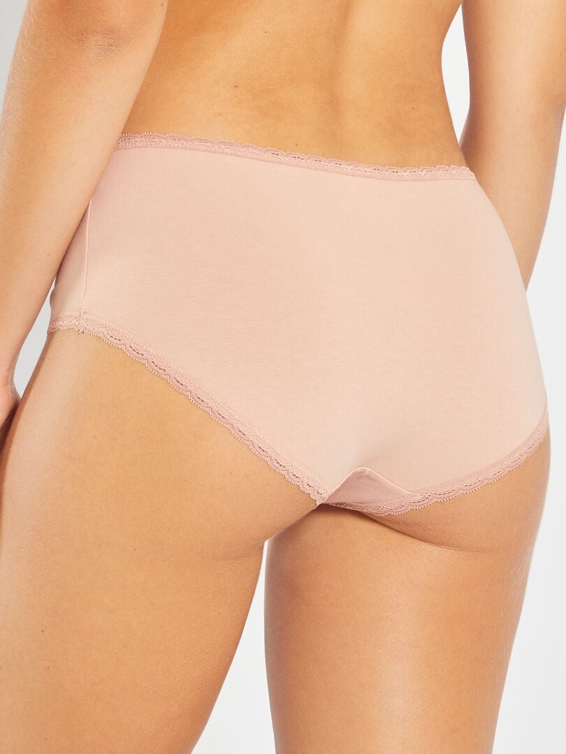 Conjunto de 3 calcinhas de algodão com acabamento em renda - ROSA