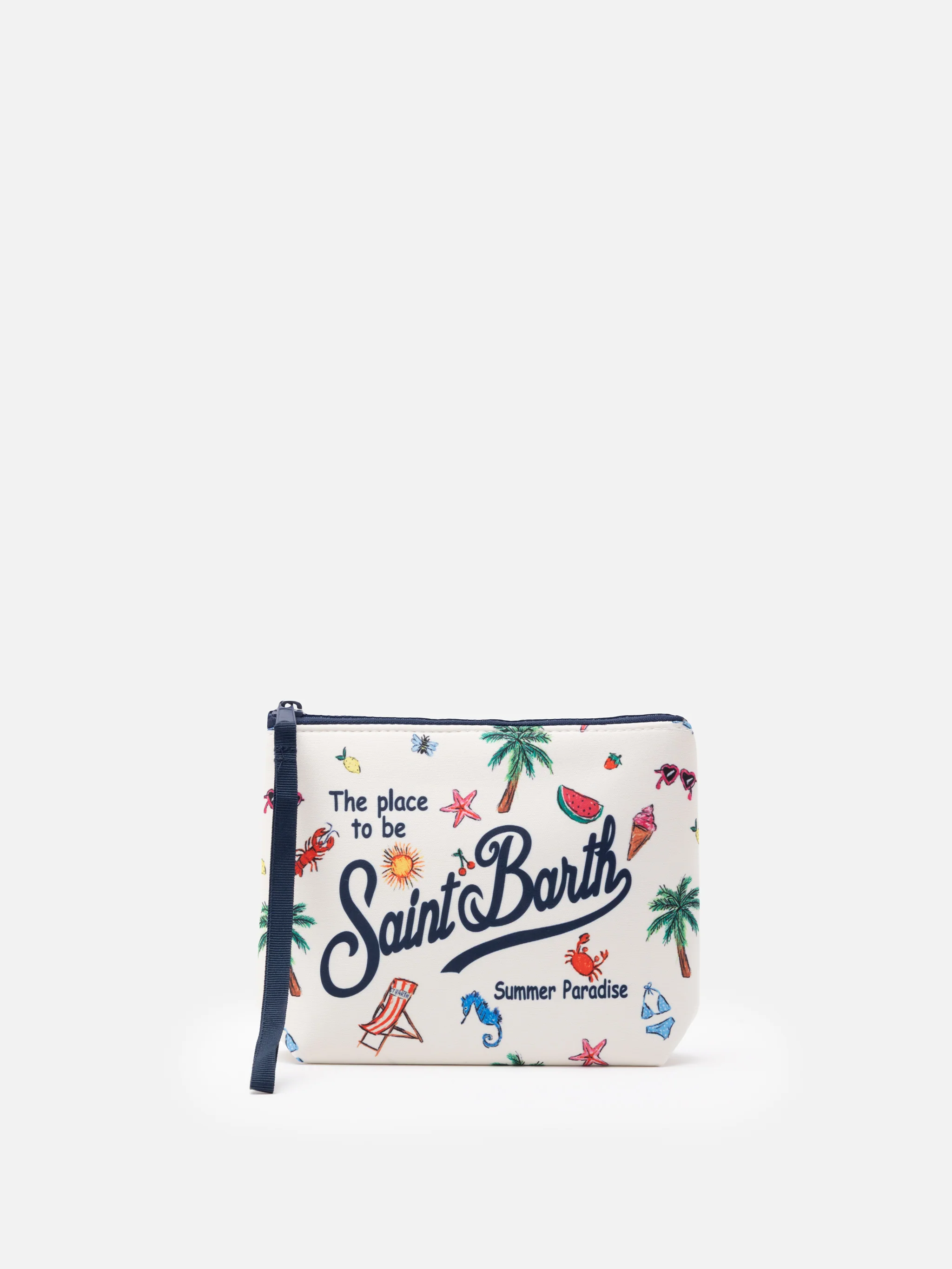 Aline scuba clutch tas met zomerse schetsprint